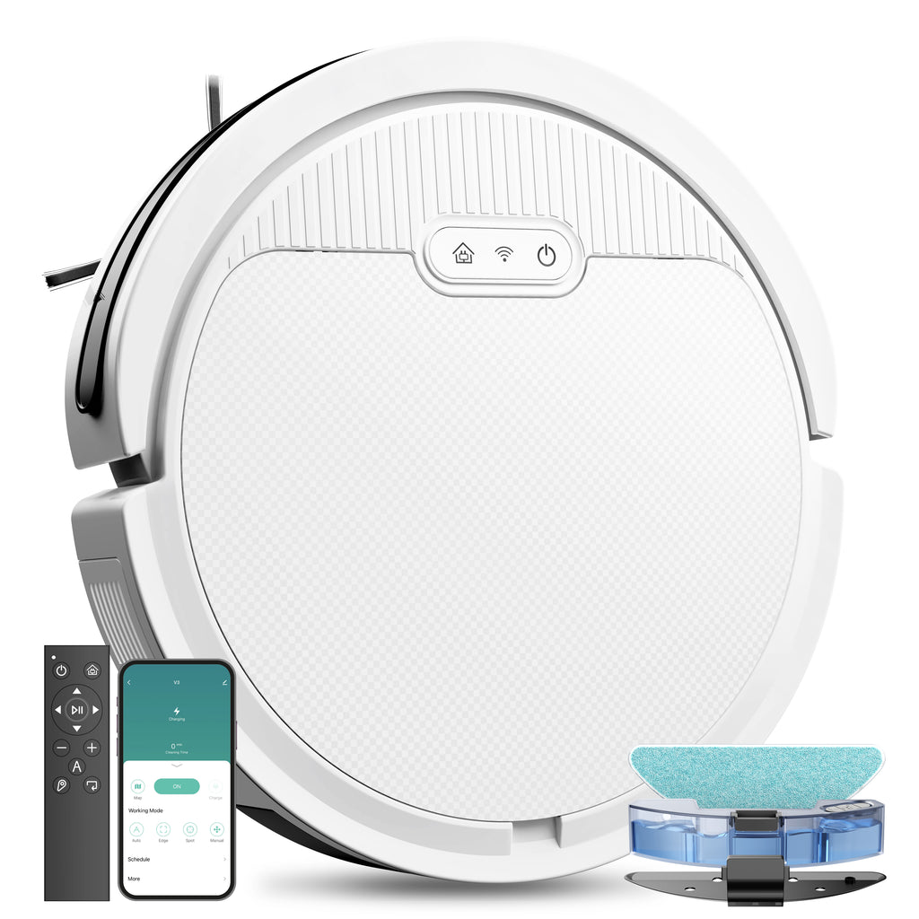 Robot Vacuum And Mop, 3 In 1 Combo Cleaner For Home With Pet Hair And Hard Floor, 5000Pa Suction, 120 Mins Run Time,Self-Charging,Super Thin Body