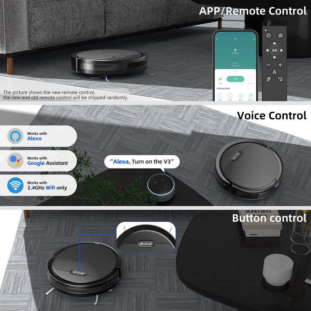 Robot Vacuum And Mop, 3 In 1 Combo Cleaner For Home With Pet Hair And Hard Floor, 5000Pa Suction, 120 Mins Run Time,Self-Charging,Super Thin Body